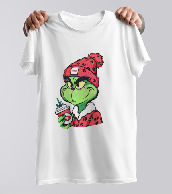 Grinch Boujee San Francisco 49ers Coffee Winter Look T-Shirt