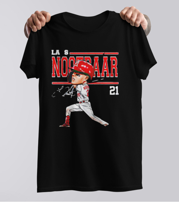 Lars Nootbaar St. Louis Baseball Cartoon Signature 21 T-Shirt