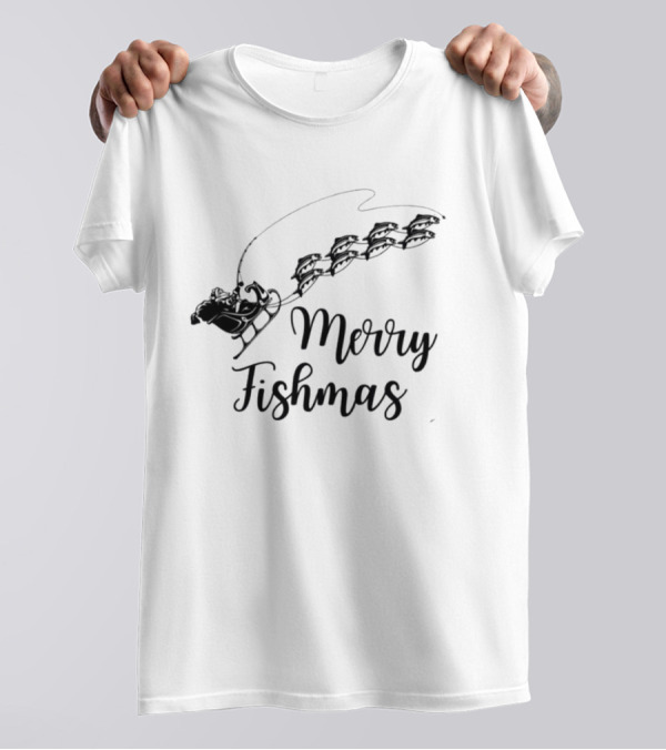 Merry Fishmas Sleigh With Fish Santa's Reindeer T-Shirt