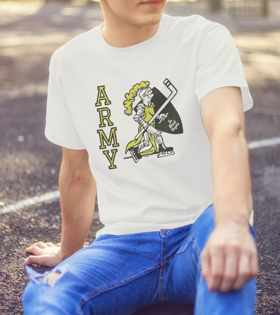 Army Hockey Go Black Knights Warrior Holding Hockey Stick T-Shirt