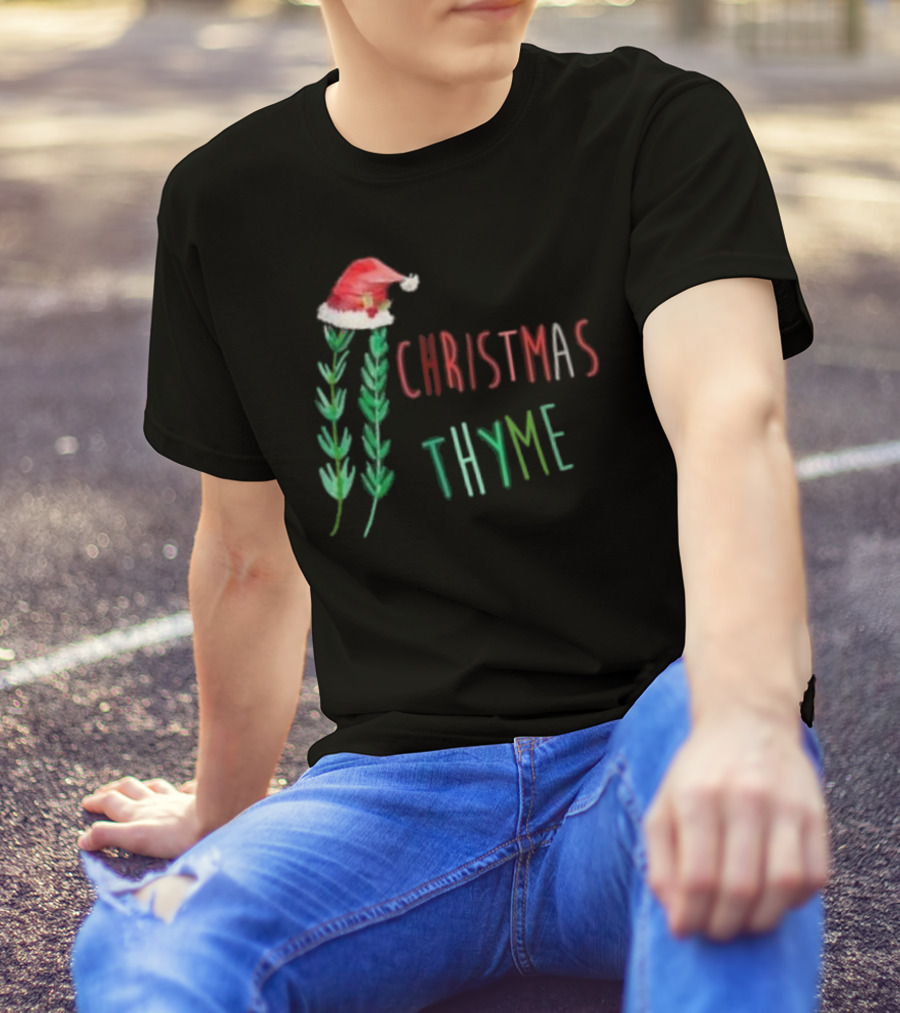 Christmas Thyme Santa Hat Herb Fun T-Shirt