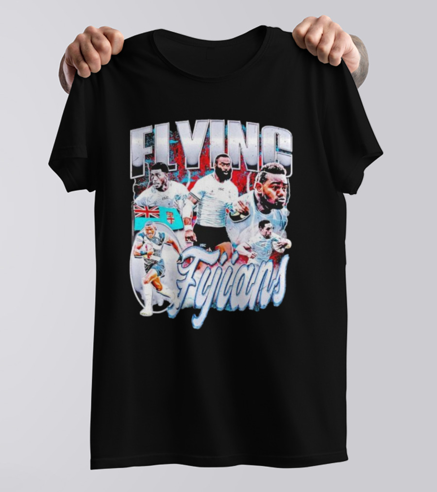 Flying Fijians Rugby Team Dynamic Tribute With Fiji Flag T-Shirt