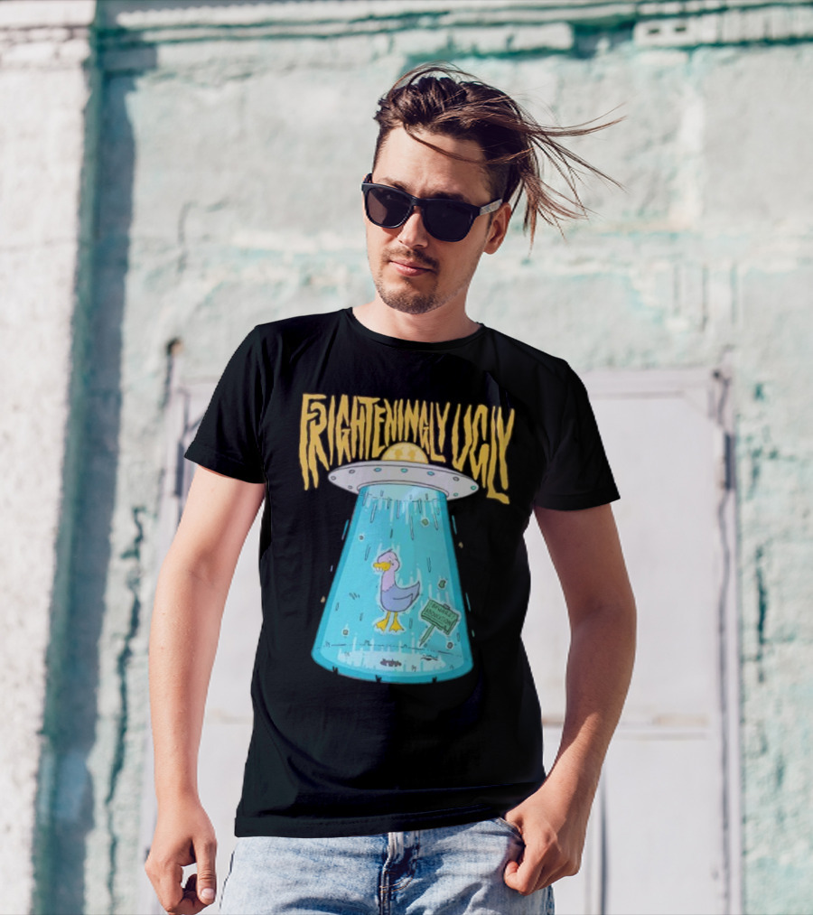 Frighteningly Ugly UFO Duck Abduction T-Shirt
