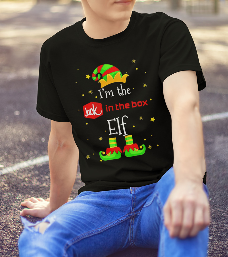 I’m The Jack In The Box Elf Christmas Green Red Hat Shoes Stars T-Shirt