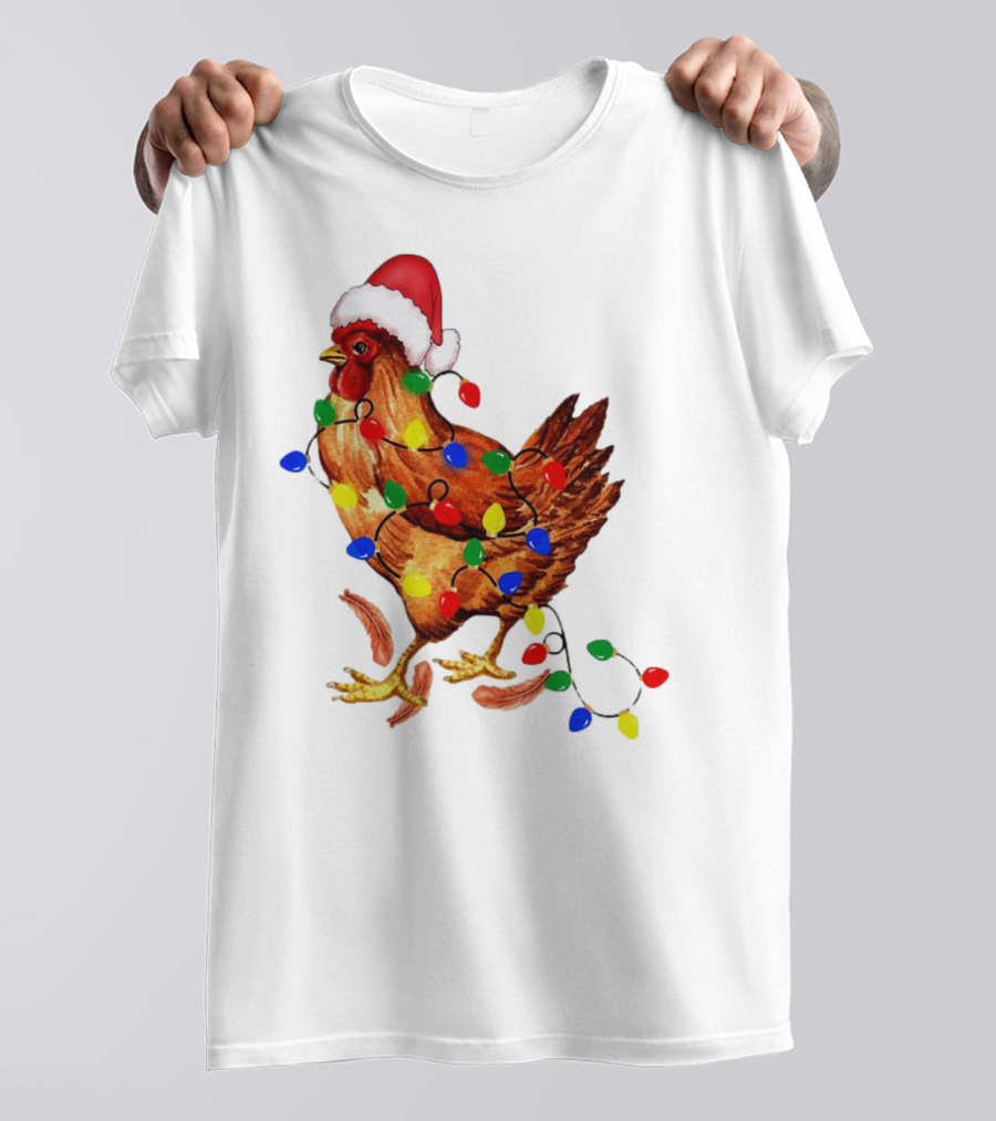 Santa Chicken With Christmas Lights T-Shirt