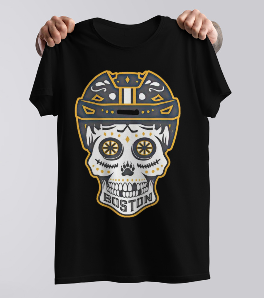 Boston Bruins Sugar Skull Helmet T-Shirt