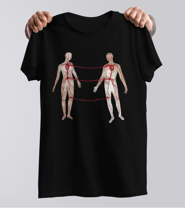 Vascular Diagram Heart Connection Between Two People T-Shirt