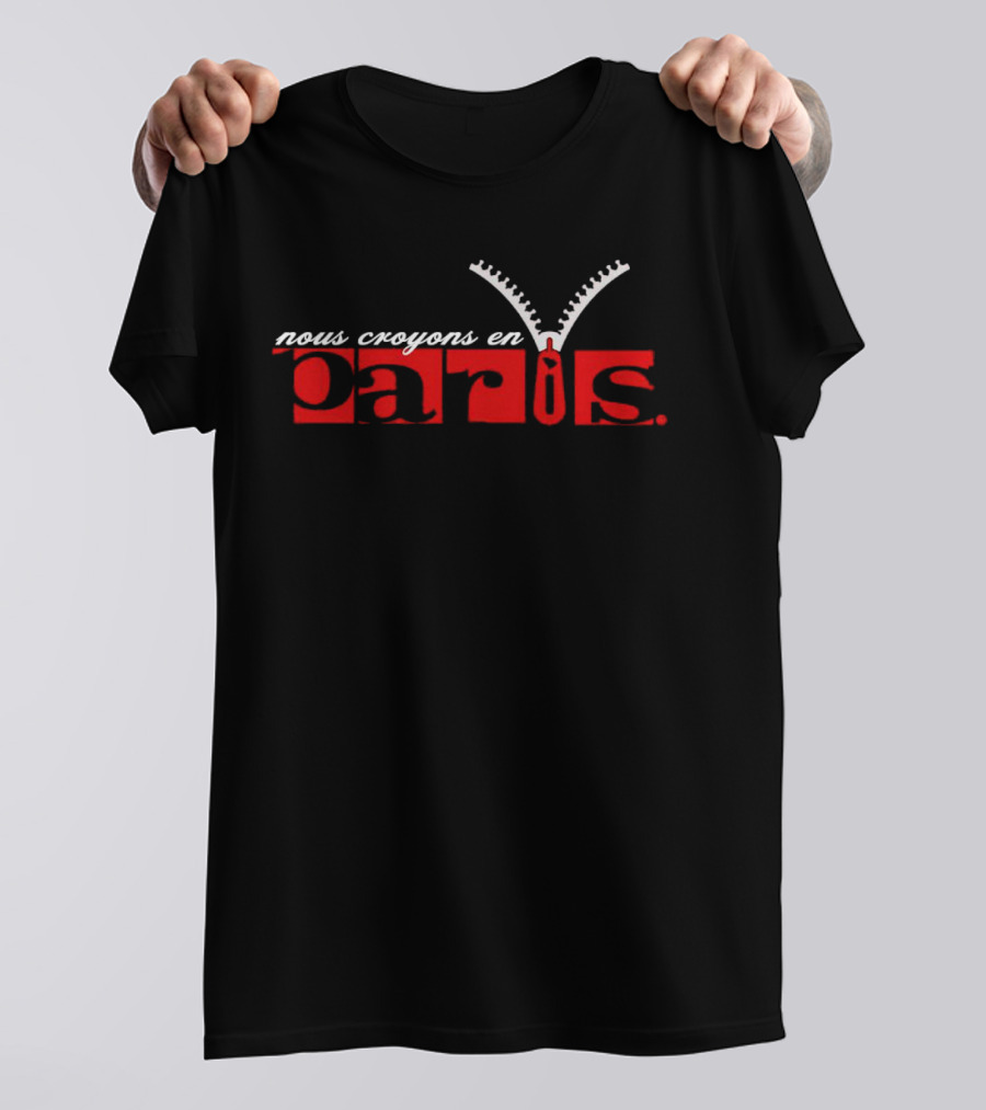 Nous Croyons En Paris Zipper Motif T-Shirt