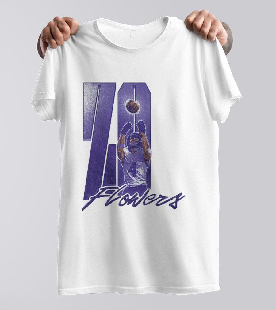 Zay Flowers Baltimore Football Catching Number 4 T-Shirt