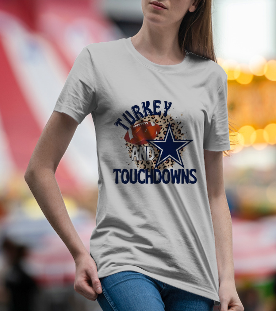 Turkey And Touchdowns Dallas Cowboys Football Star T-Shirt