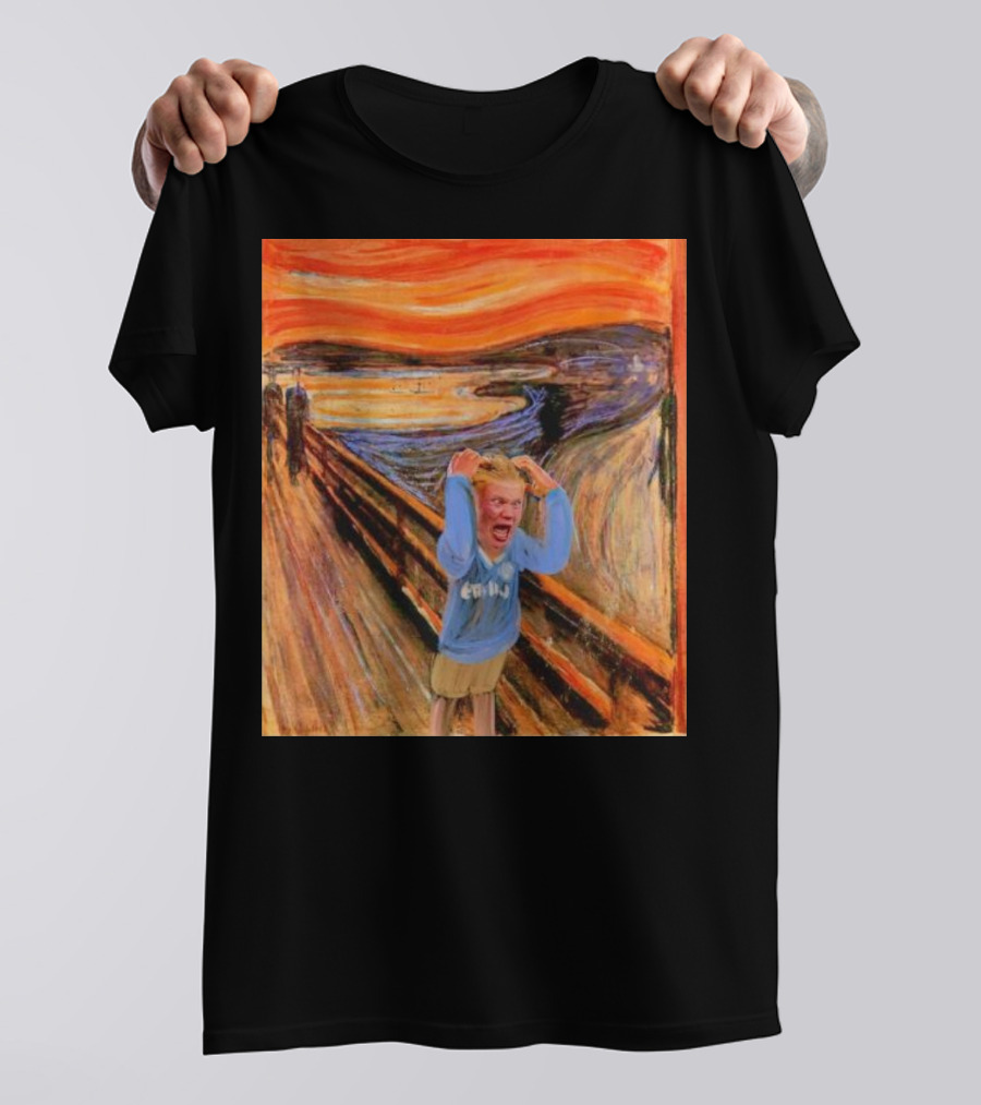 Erling Haaland Scream Painting Parody Munch Influence T-Shirt