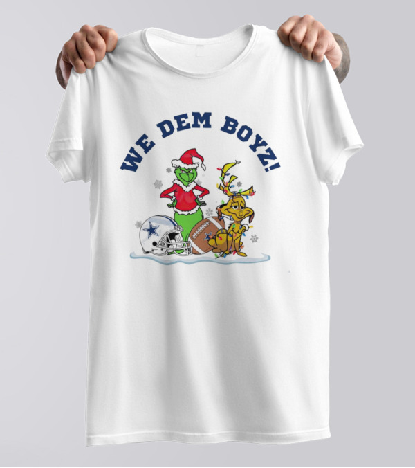 We Dem Boyz Grinch And Max Dallas Cowboys Christmas T-Shirt