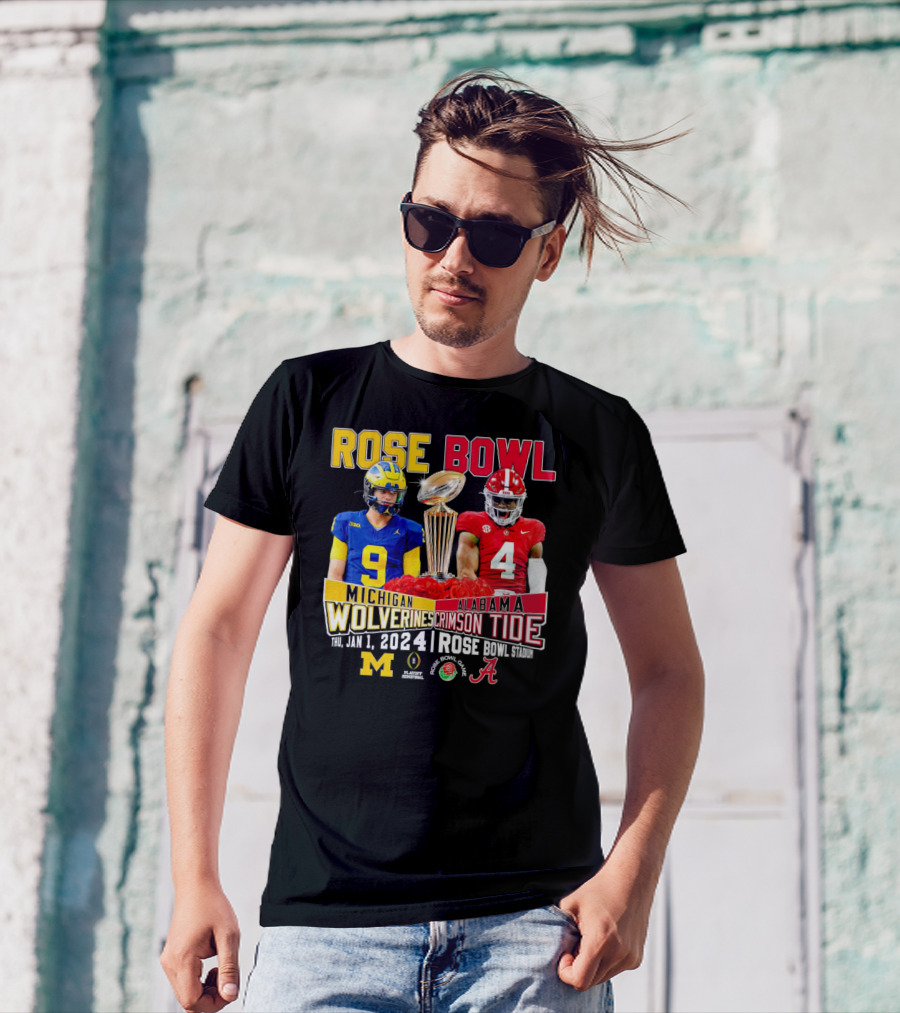Rose Bowl Michigan Wolverines Vs Alabama Crimson Tide January 1 2024 Rose Bowl Stadium T-Shirt