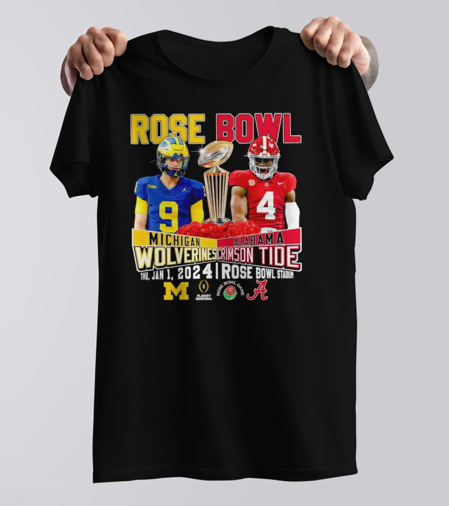 Rose Bowl Michigan Wolverines Vs Alabama Crimson Tide January 1 2024 Rose Bowl Stadium T-Shirt