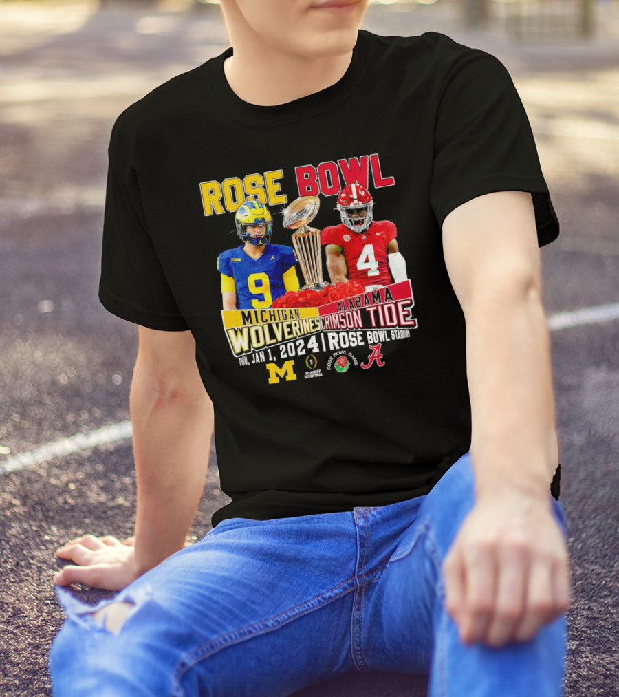 Rose Bowl Michigan Wolverines Vs Alabama Crimson Tide January 1 2024 Rose Bowl Stadium T-Shirt