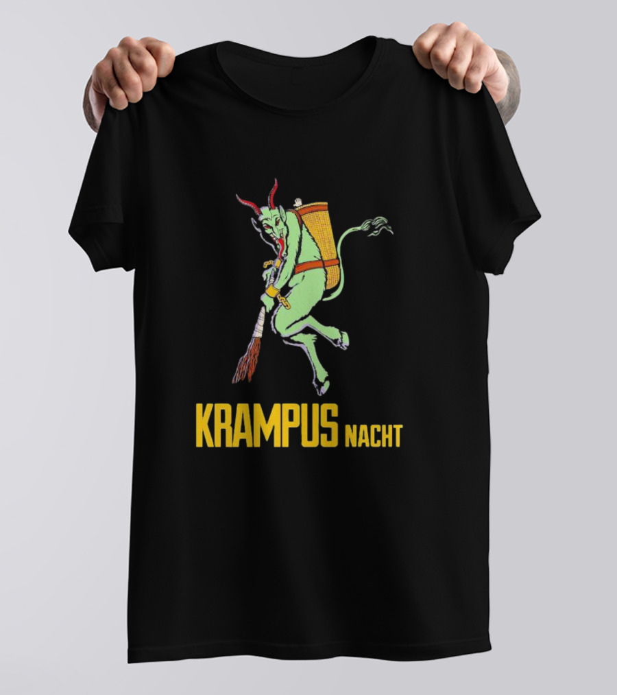 KRAMPUS NACHT Vintage Green Demon With Basket And Birch Bundle T-Shirt