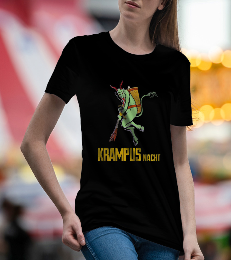 KRAMPUS NACHT Vintage Green Demon With Basket And Birch Bundle T-Shirt