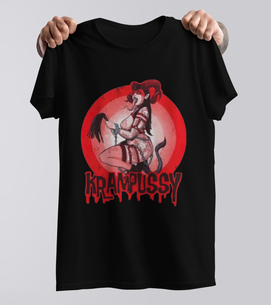 Krampussy Demon Woman With Whip And Chains T-Shirt