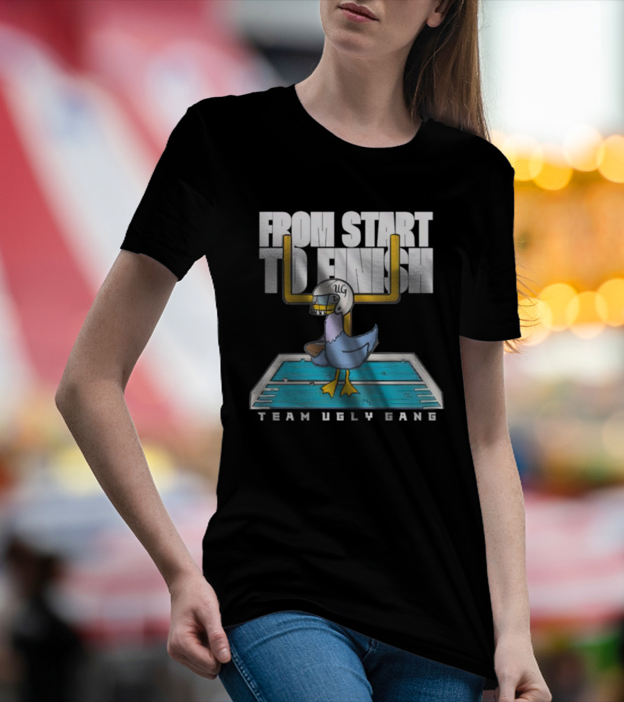 From Start To Finish Team Ugly Gang Duck Football Helmet T-Shirt