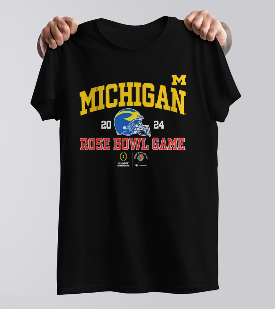 Michigan Wolverines 2024 Rose Bowl Game Playoff Semifinal Prudential T-Shirt