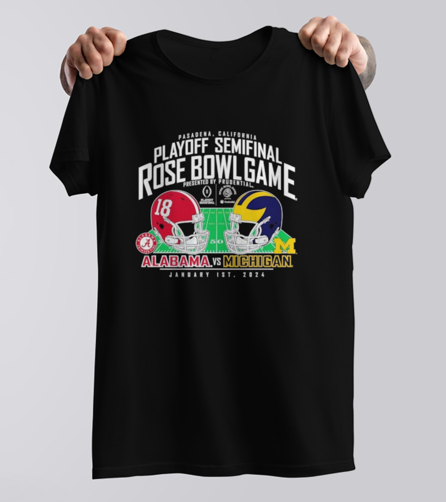 Pasadena California Playoff Semifinal Rose Bowl Game Alabama Vs Michigan January 1st T-Shirt