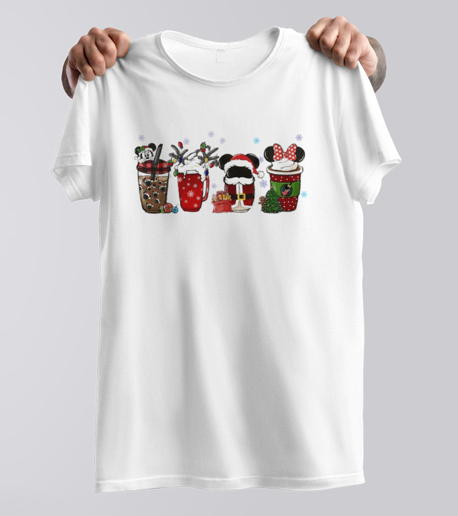 Mickey Mouse Christmas Drinks With Holiday Decorations T-Shirt