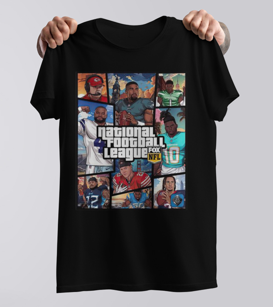National Football League NFL Teams Players Fox Sports Grand Theft Auto T-Shirt