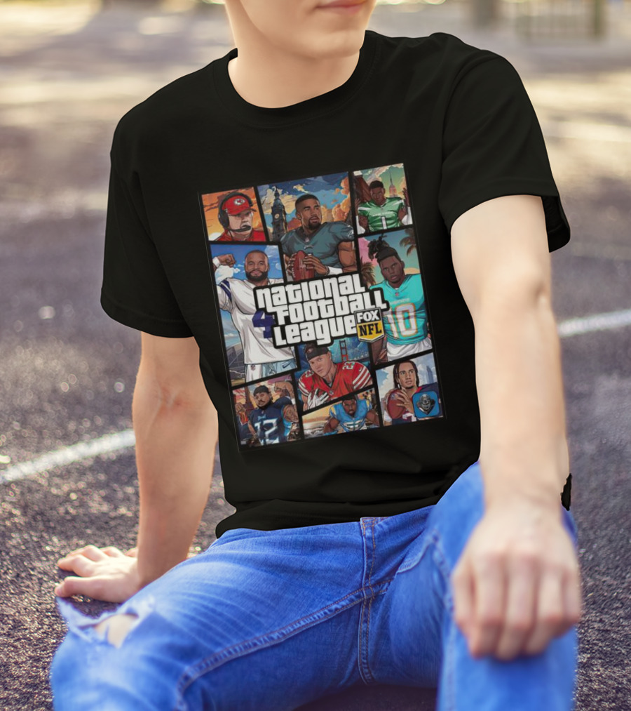 National Football League NFL Teams Players Fox Sports Grand Theft Auto T-Shirt