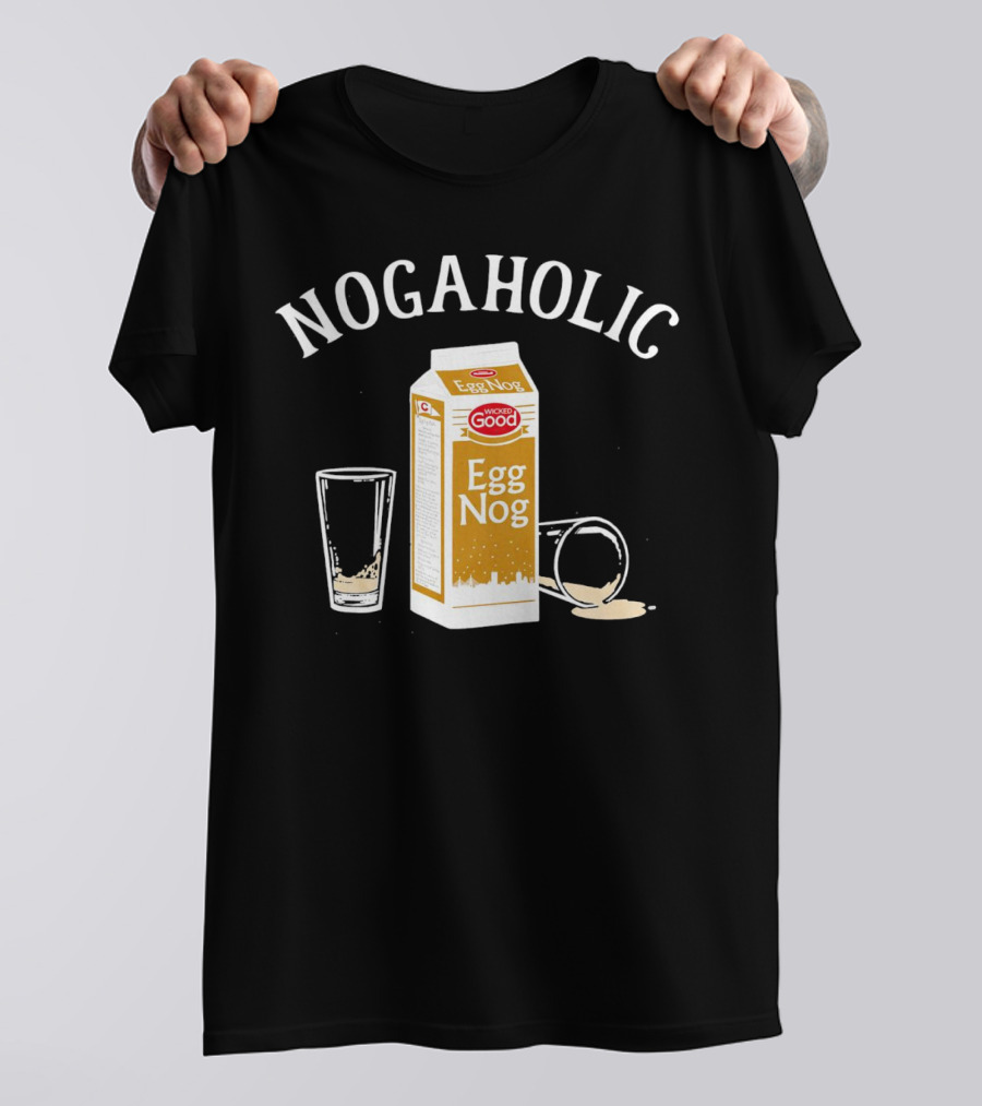 Nogaholic Wicked Good Egg Nog Carton And Glasses T-Shirt