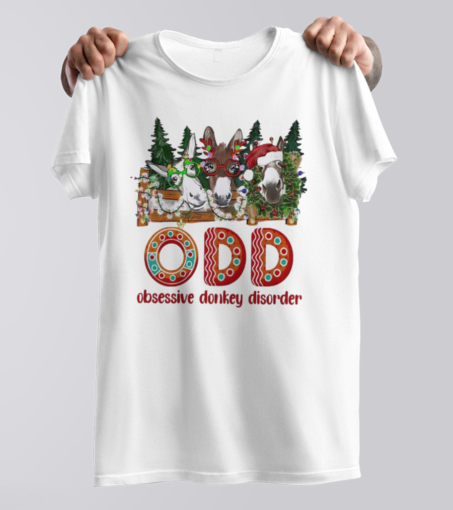 ODD Obsessive Donkey Disorder Christmas Holiday Donkeys With Festive Decorations T-Shirt
