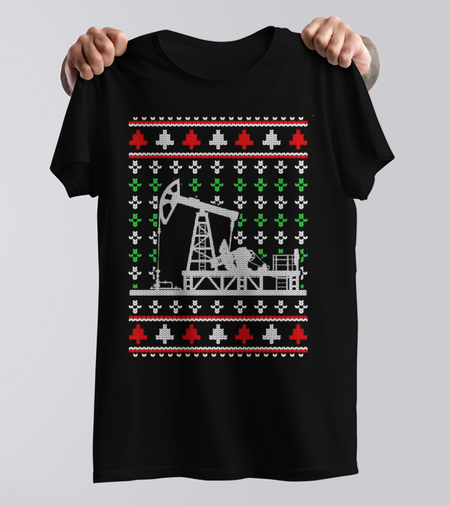 Oil Rig Pump Drill Christmas Knitted T-Shirt