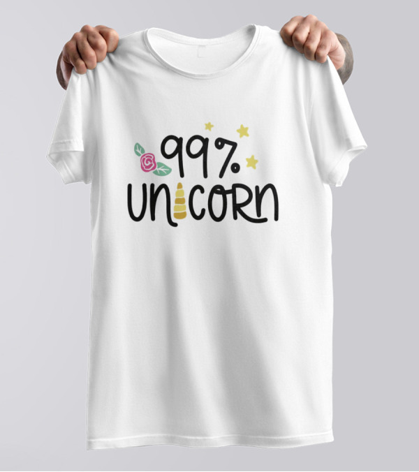 99 Percent Unicorn With Stars And Rose Elements T-Shirt