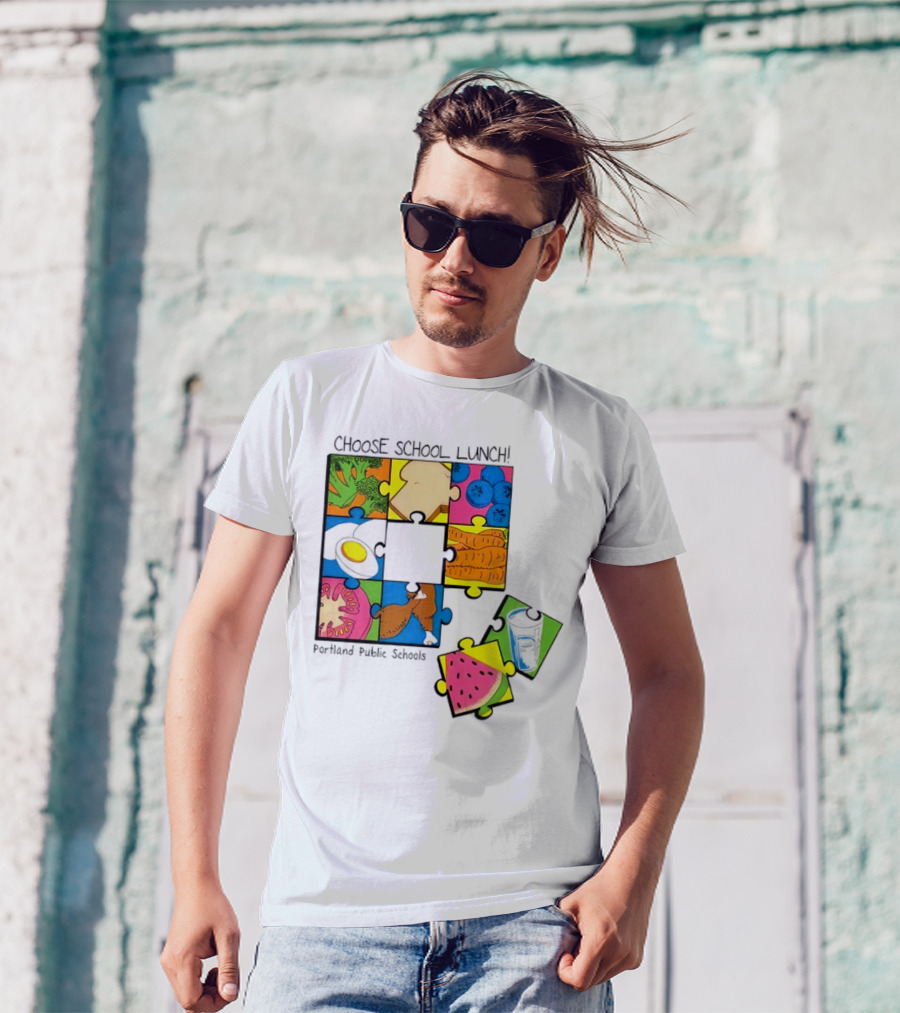 Choose School Lunch Puzzle Portland Public Schools Food Elements T-Shirt