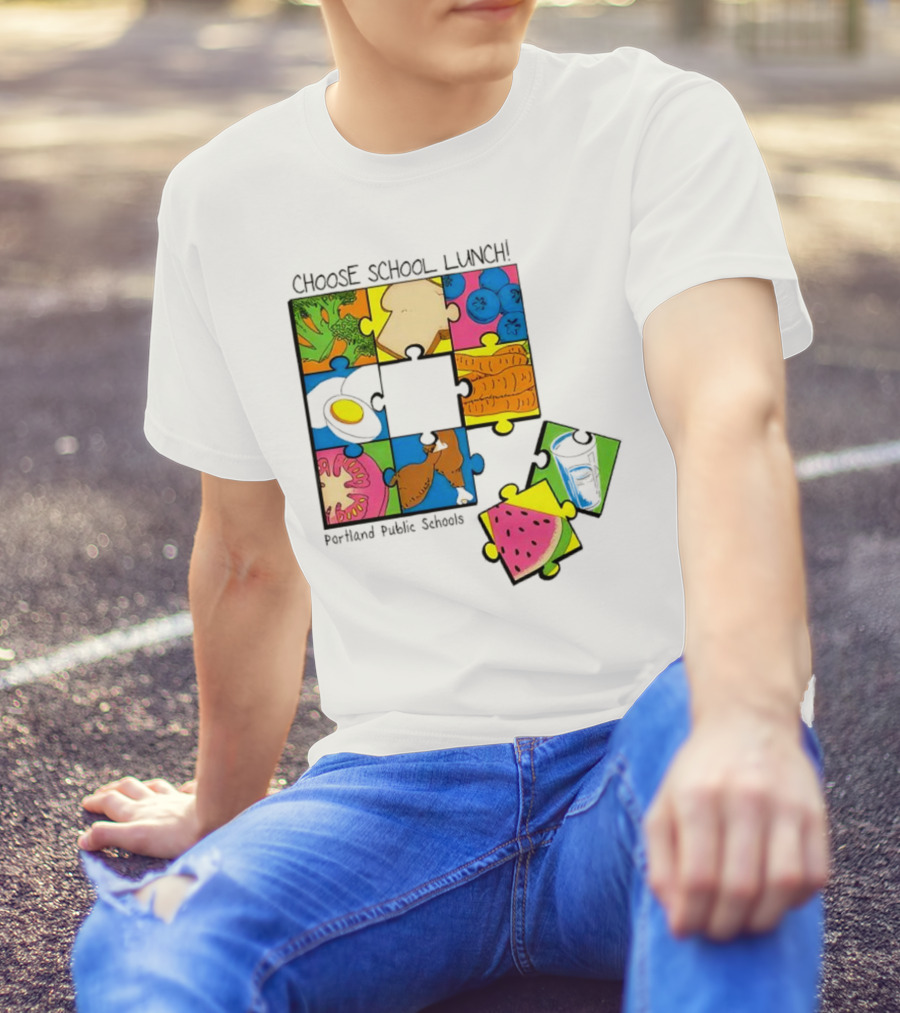 Choose School Lunch Puzzle Portland Public Schools Food Elements T-Shirt