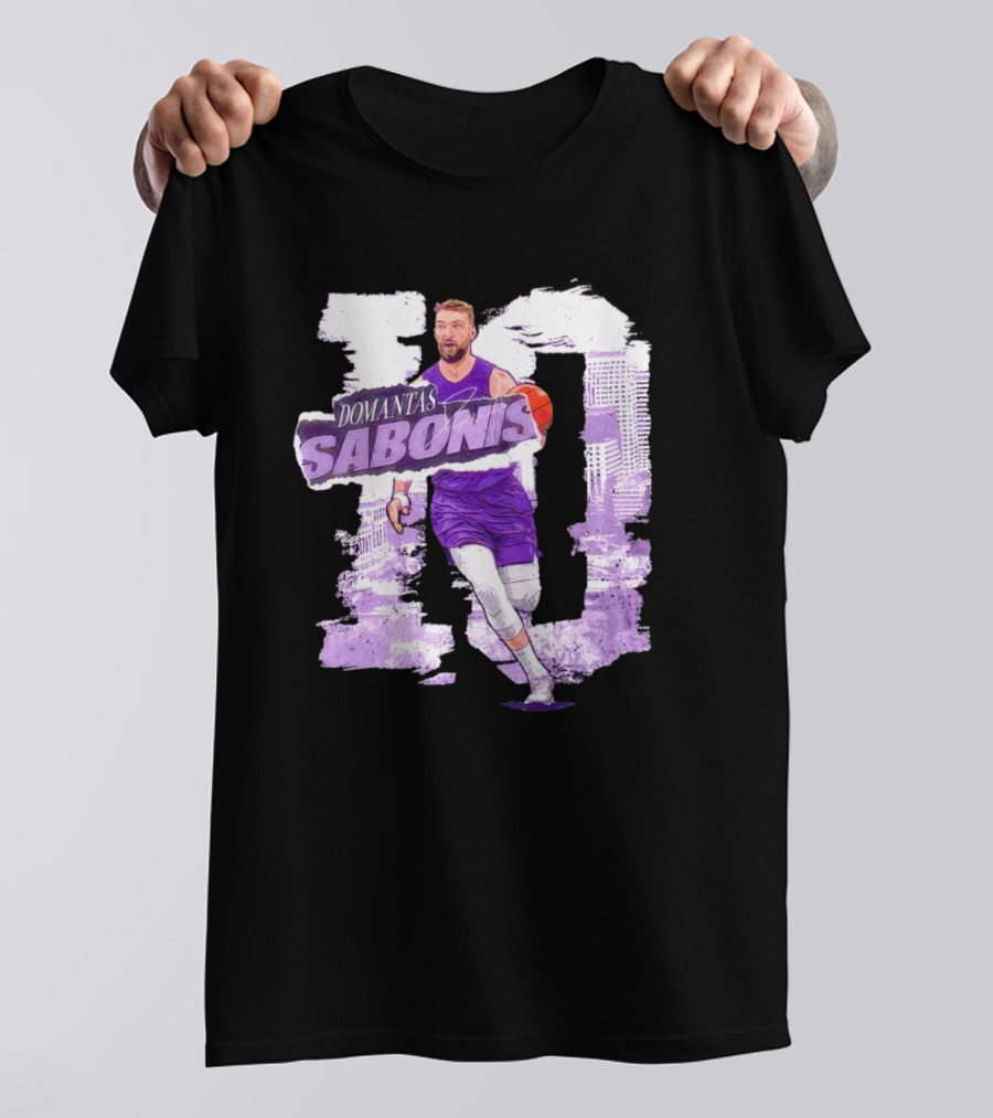 Domantas Sabonis Sacramento Basketball Purple T-Shirt