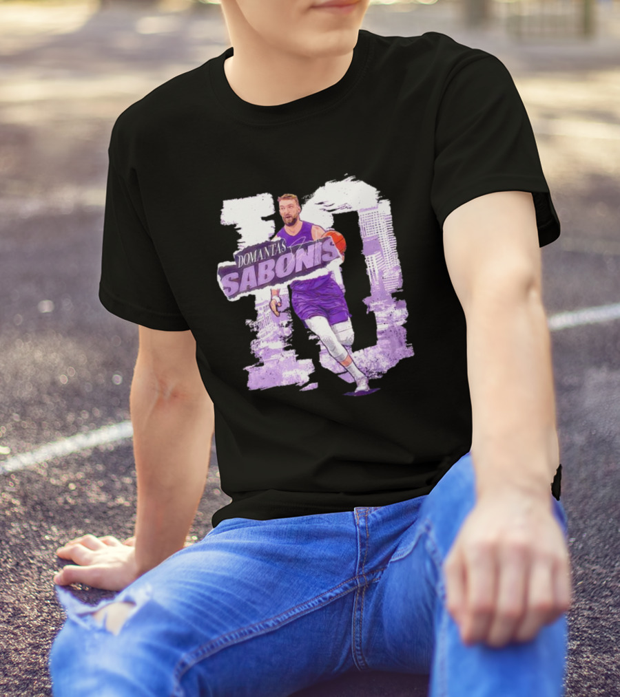 Domantas Sabonis Sacramento Basketball Purple T-Shirt
