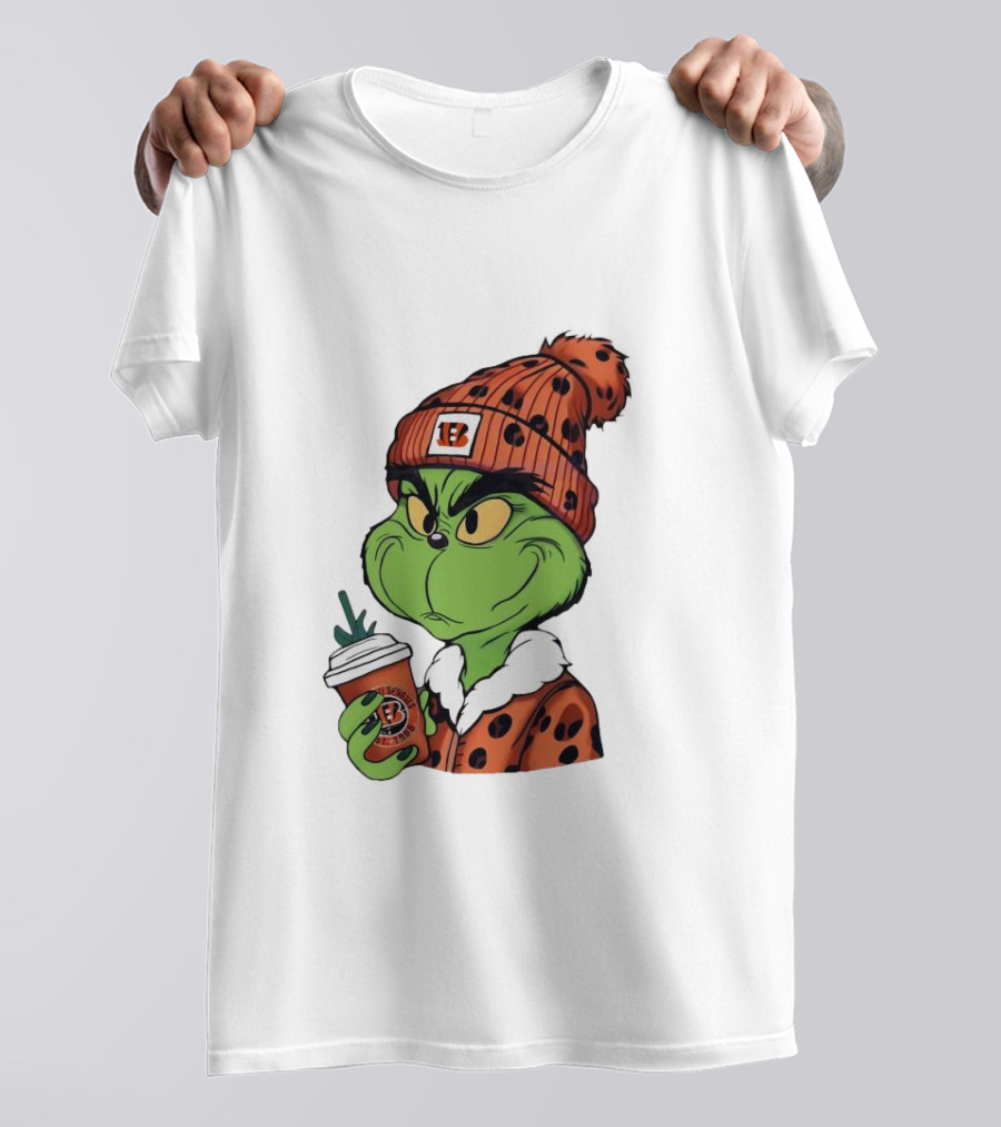 Grinch Boujee Cincinnati Bengals Football Fan Holiday T-Shirt