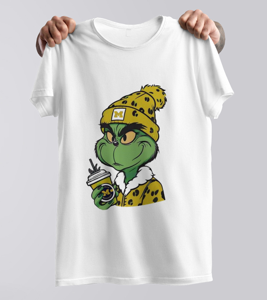 Grinch Boujee Michigan Wolverines M Logo Winter Outfit Coffee Cup T-Shirt