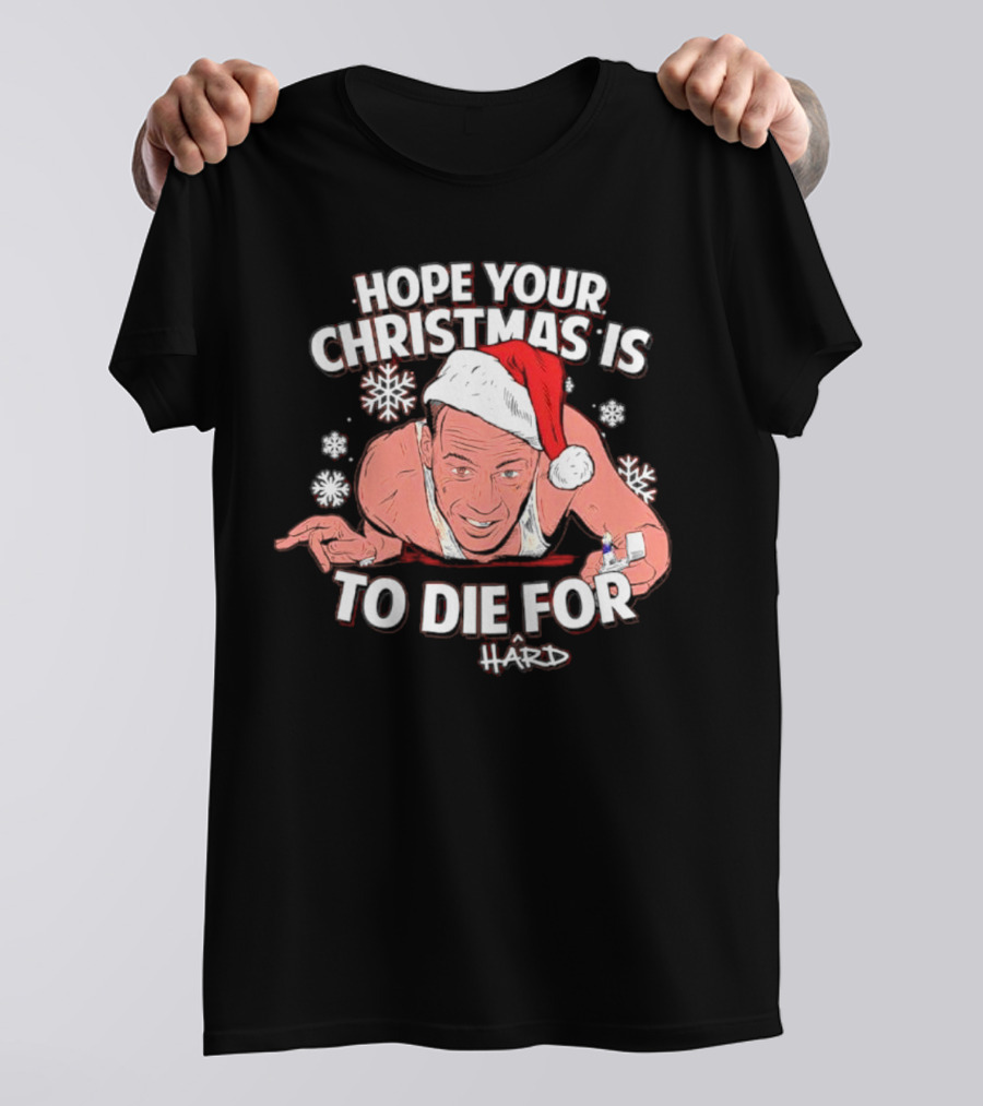 Hope Your Christmas Is To Die Hard Snowflakes Santa Hat Candle T-Shirt
