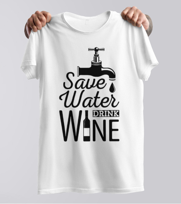 Save Water Drink Wine With Faucet And Bottle T-Shirt