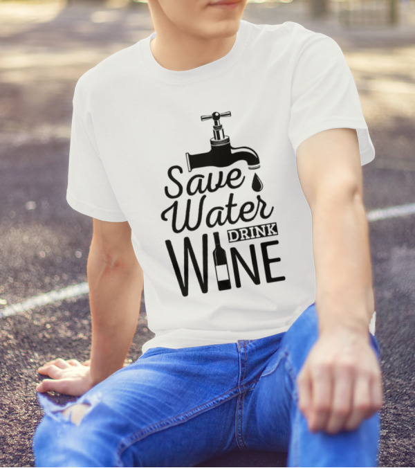 Save Water Drink Wine With Faucet And Bottle T-Shirt