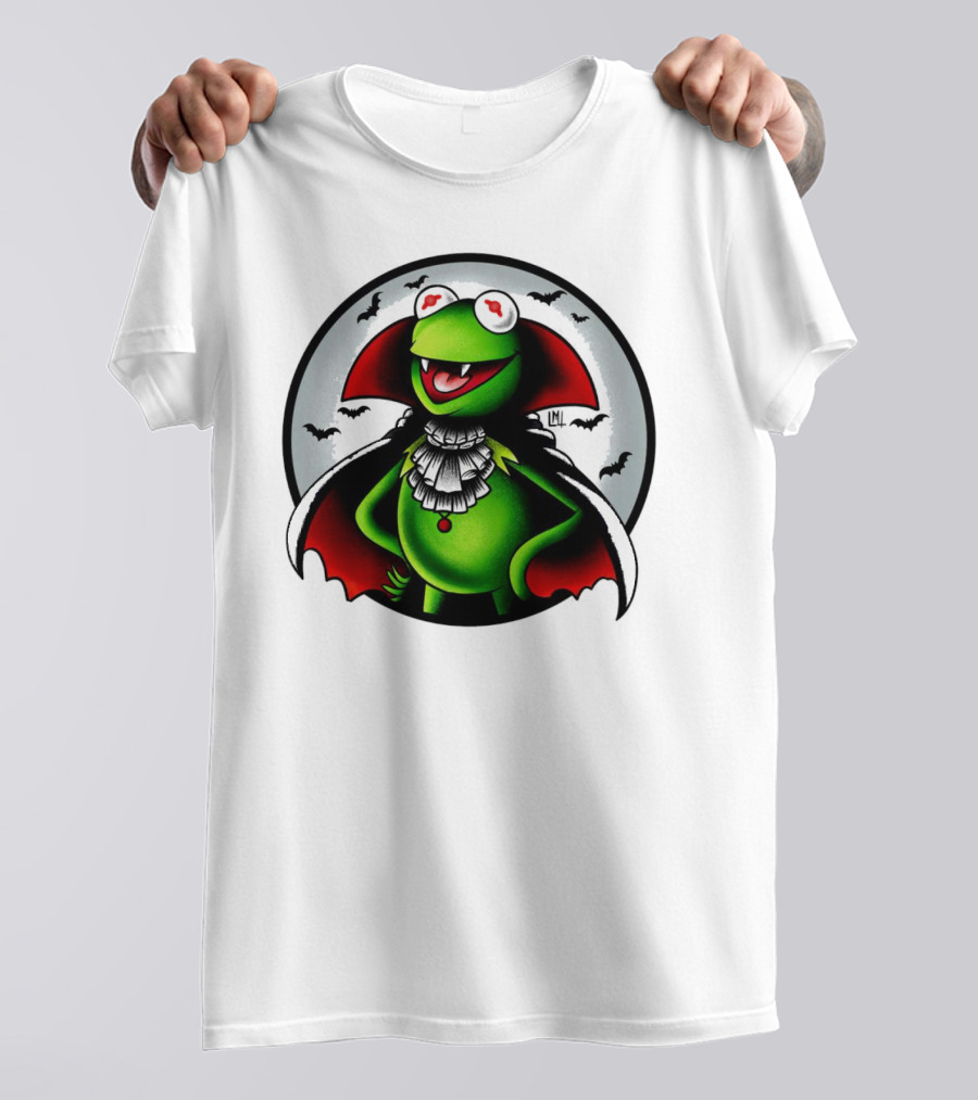 Vampire Kermit The Frog Moon Bats Cloaked Character T-Shirt