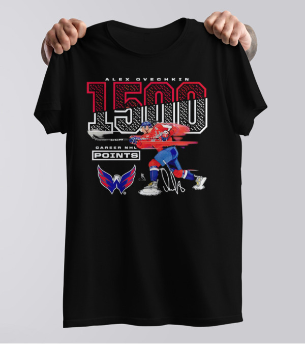Alex Ovechkin 1500 Career NHL Points Washington Capitals Hockey Achievement T-Shirt