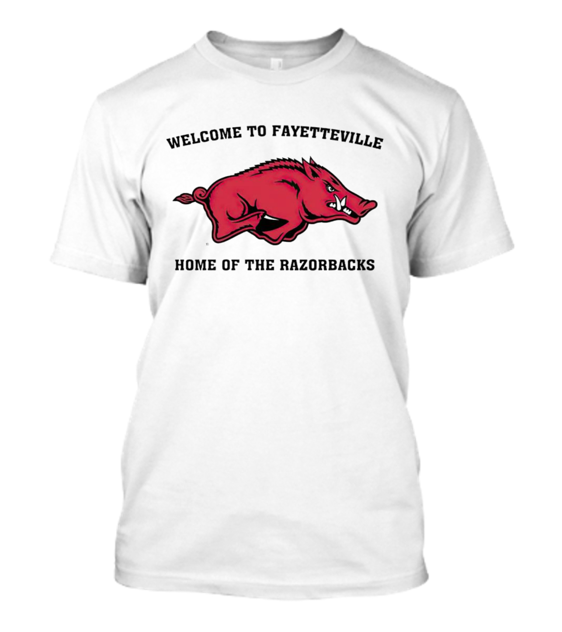 Welcome To Fayetteville Home Of The Razorbacks Red Hog Emblem T-Shirt