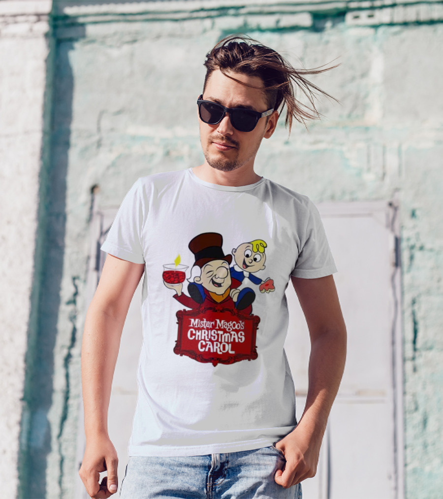 Mister Magoo's Christmas Carol Cartoon Illustration With Festive Characters T-Shirt
