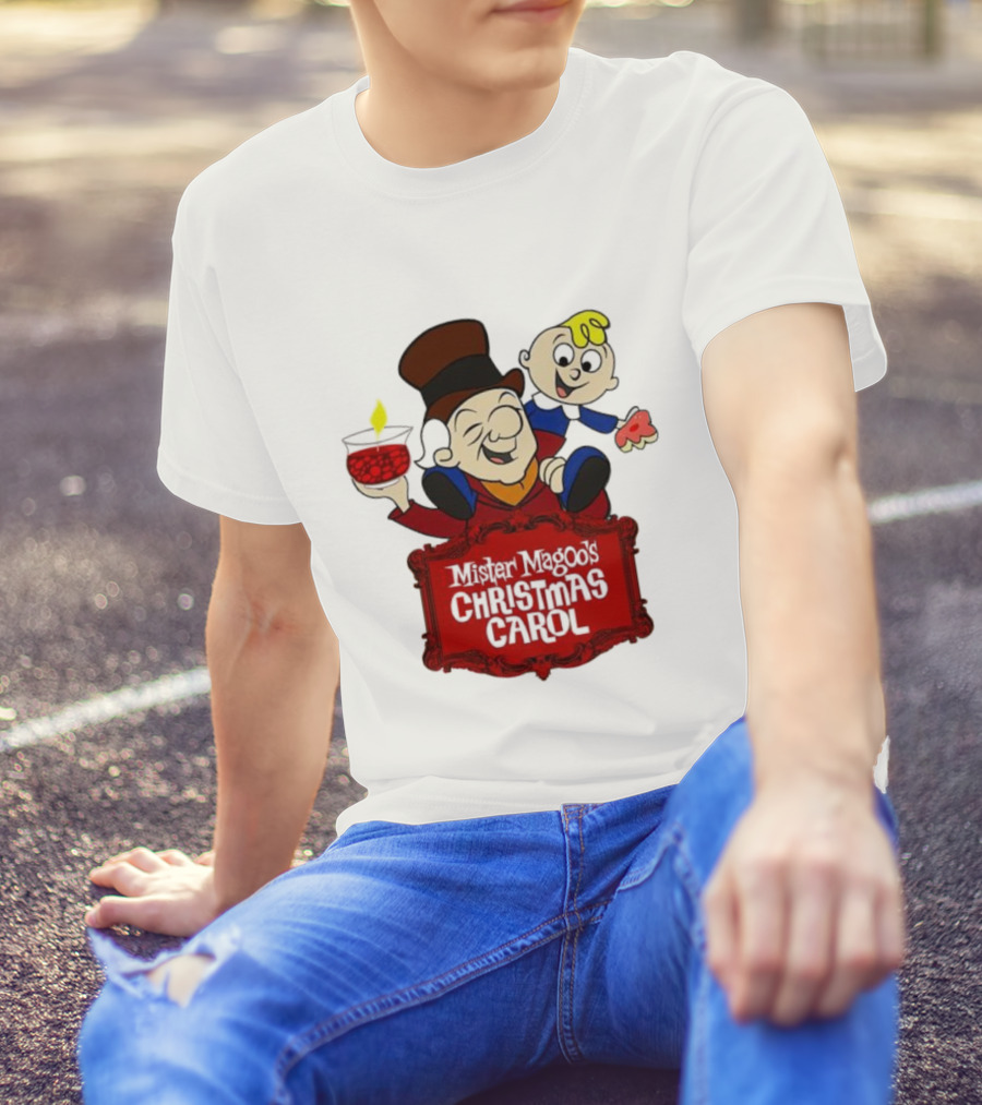 Mister Magoo's Christmas Carol Cartoon Illustration With Festive Characters T-Shirt