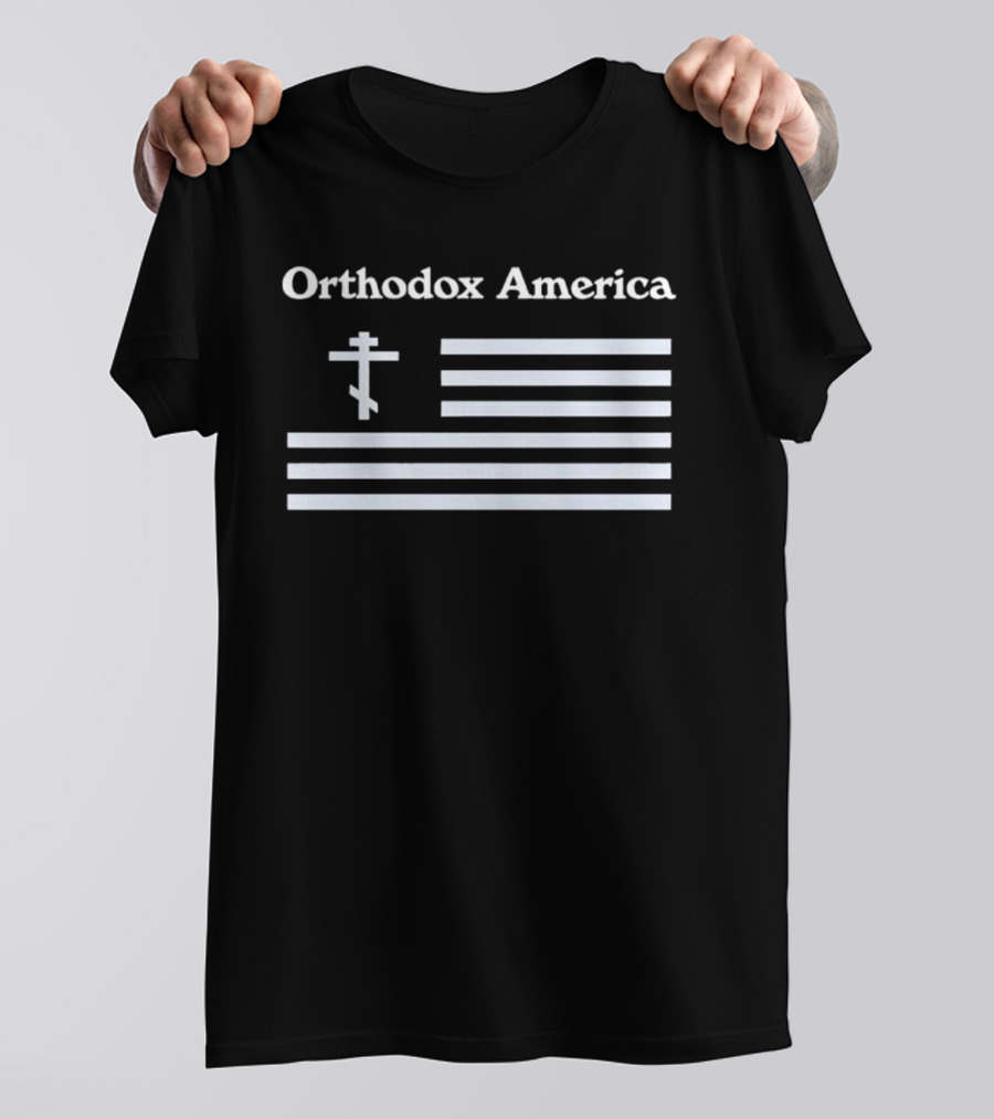 Orthodox America Flag Cross Patriotic Reflection T-Shirt