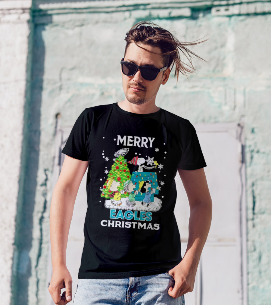 Merry Peanuts Eagles Christmas Holiday T-Shirt