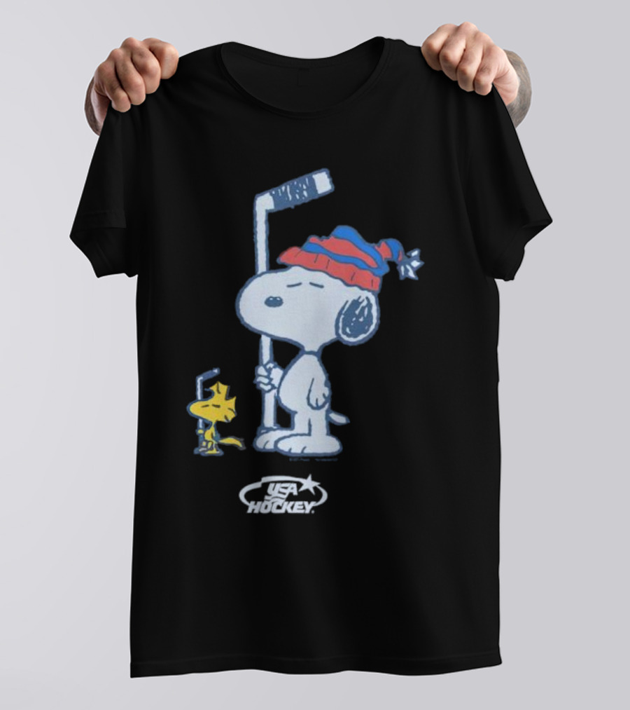 Snoopy Woodstock Peanuts USA Hockey T-Shirt