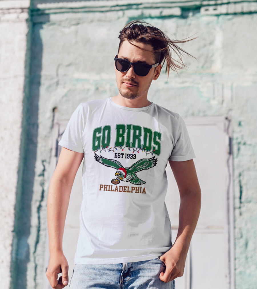 Go Birds Philadelphia Eagles Est 1933 Christmas Holiday Lights T-Shirt